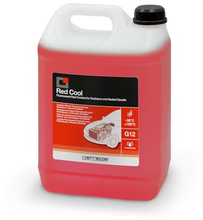 ERRECOM Red Cool, Liquido Radiatore Rosso Fluorescente Concentrato, antigelo G12 con Pacchetto inibitore a Base Organica Oat, 5 Litri