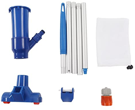 NDNCZDHC Aspirateur De Piscine Portable, Aspirateur De Spa Avec Poteau à 5 Sections, Petit Aspirateur De Bassin De Piscine Pour Spas, Étangs, Fontaines, Piscines, Spas(EU Connector-Bleu)