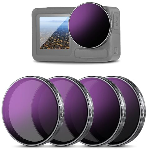 NEEWER ND/PL Filter Set Compatible with DJI Osmo Action 3/4/5 Pro, 4 Pack ND8/PL+ND16/PL+ND32/PL+ND64/PL Neutral Density Polarizing Action Camera Accessories Multicoated HD Optical Glass, FL-A77