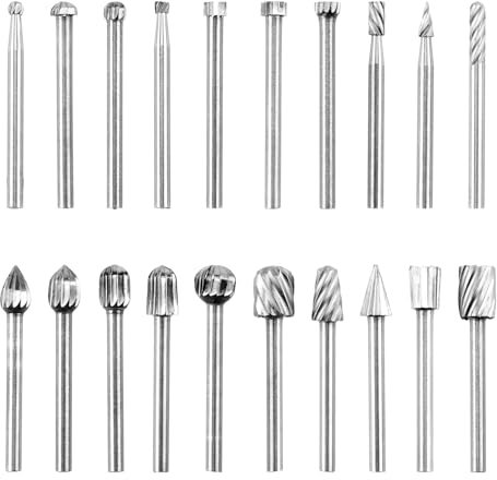 20 Piezas Fresas Rotativas de Carburo HSS para Herramientas Giratorias con Vástago de 3mm, Juego de Fresas Giratorias de Tungsteno para Herramienta Giratoria, para Bricolaje, Carpintería, Grabado