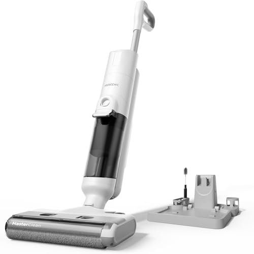 Proscenic Aspiradora Fregadora sin Cable en Seco y Húmedo, Escoba Aspiradora sin Cable, Aspiradora Fregadora sin Cable, Aspiradora Fregona, 1.15 Liters, 62 Decibeles, 3 Velocidades, F10 Pro Blanco
