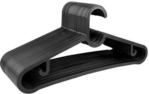 Comroxu 30 Stück Kleiderbügel, Platzsparende Kleiderbügel mit Haken, Kleiderbügel Kunststoff, Kleiderbügel Plastik, Wäschebügel, Kunststoffbügel für Mäntel, Kleider, Hemden, Pullover, Hose(Schwarz)