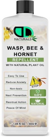 100% Natural Wasp, Bee & Hornet Repellent – Plant-Based Insect Deterrent – Non-Toxic, Safe, Easy to Use, Nest Prevention, Residual Action for Outdoor & Indoor Use (50ml)