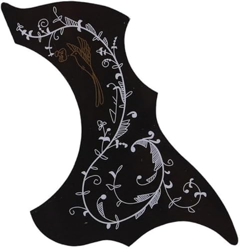 Black Self Adhesive Acoustic Guitar Pickguard Pick Guards Scratch Plate,Hummingbird and Water Shaped Self Adhesive, Acoustic Classical Guitar Parts Cool Guitar Accessories Gifts