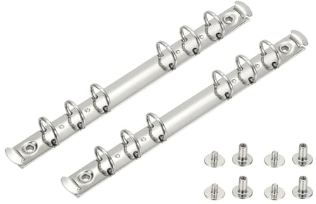 PATIKIL A6 6 Hole Ring Binder Mechanisms, 2 Set 0.6 O Ring Replacement Binder Planner Loose Leaf Binding Spines with Switches for Organizers DIY Fill Paper Storage Folder, 15mm Silver
