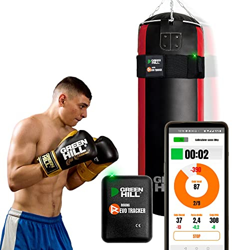 GREEN HILL Boxing Revo Tracker sensore per Sacco da Boxe Conta Colpi Pugilato misuratore Pugni Frequenza Forza (Diametro con 36-45 cm)