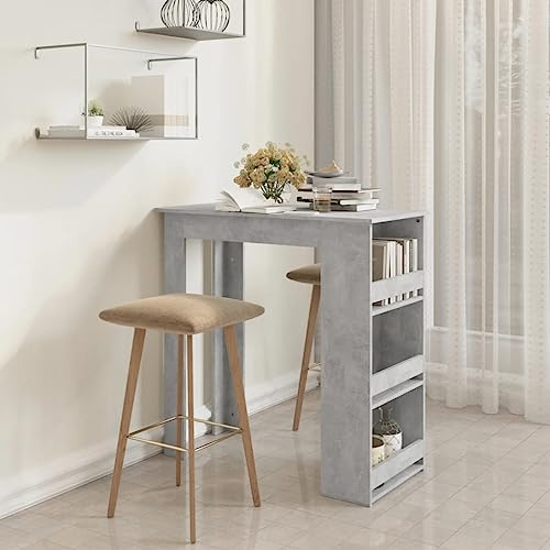 Bucmath Bbord med hylla, betonggrått, 102 x 50 x 103,5 cm, trämaterial, robust ståbord för kök och matplats, perfekt för små lägenheter