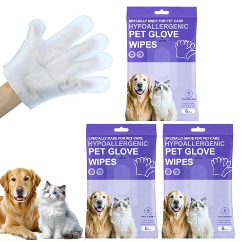 DRADERCH 18 Piezas Espesamiento Guantes Lavar Perro Guantes Limpieza Perro Hipoalergénicas Pet Gloves Wipes Guantes Cuidado Mascota para Limpieza y Cuidado Diario Gatos y Perros