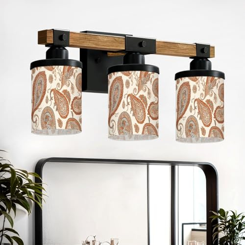 Vanity Lights for Bathroom Wall Lights for Bedroom Living Room Intricate vintage paisley floral elements warm shades This seamless is Modern Bathroom Light Fixtures Wall Sconces 3 Light Home Decor