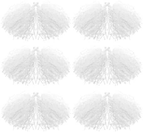 Hemobllo 12 pompon da cheerleading, in plastica bianca, riutilizzabili, per ballo, sport e feste, facili da maneggiare, robusti per spettacoli di squadra