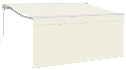 QJBSAVVA Tenda da sole retrattile color crema, 300 x 200 cm, con braccio articolato, in poliestere e alluminio, per balcone, terrazza e giardino, tenda da sole manuale, con telaio stabile