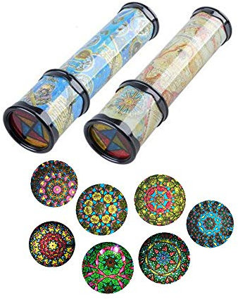 Daity 2pcs Kaleidoskop Polygonales Spiegelspielzeug Lernspielzeug Kinder Dekompressionsspielzeug Drehbar