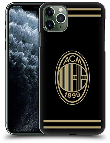 Head Case Designs Officially Licensed AC Milan Black And Gold Crest Hard Back Case Compatible With Apple iPhone 11 Pro Max