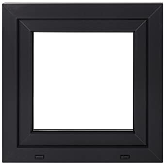 Framex Premium Kunststofffenster - Kellerfenster Weiß/Anthrazit BxH 600 x 600 mm - Garagenfenster/Gartenhaus Fenster BxH 60 x 60 cm 2- fach Verglast - Din Links-Funktion Dreh Kipp Fenster