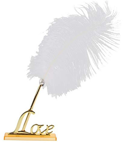 Toddmomy Stifthalter Standesamt Kugelschreiber Federhochzeits-Unterzeichnungsstift mit Vergoldetem Metallliebeshalter Kugelschreiber mit für Hochzeitser?ffnungsbüro (?) Federstift Weiss