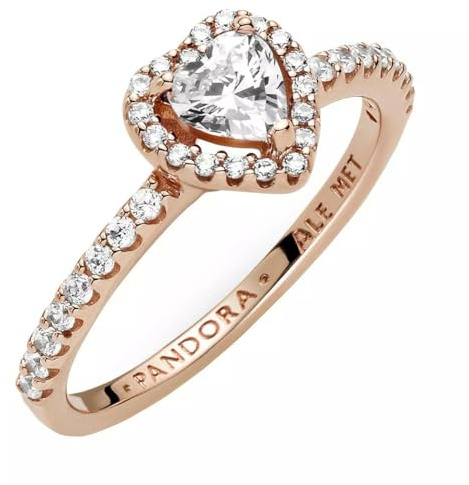 Pandora Timeless Heart 14k rose gold-plated ring with clear cubic zirconia, 54