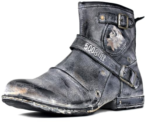 COWSDELLA Botas Hombre Moto Cuero de Moda Militares Botines con Cremallera Invierno Chukka Boots