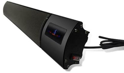 UKEW 1800W Infrared Bar Heater Wall Mounted | Black Electric Heater with Remote & Digital Display | IP44 Rated Outdoor & Indoor Infrared Panel Heating – Energy Efficient IR Comfort Heat Technology