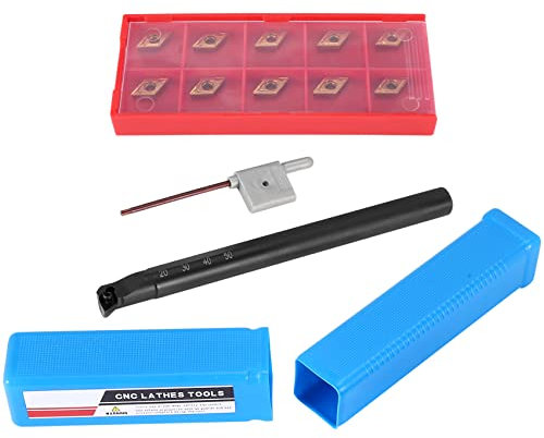 XIAOJUN 12PZ Dcmt0702 Inserti del Metallo Duro S12M-Sducr07 Alesatrice 150Mm con Chiave per Tornio Cnc Utensili per Tornitura Interna