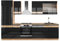 Vicco Küchenzeile Fame-Line, Schwarz-Eiche Hochglanz/Goldkraft Eiche, 300 cm ohne Arbeitsplatte