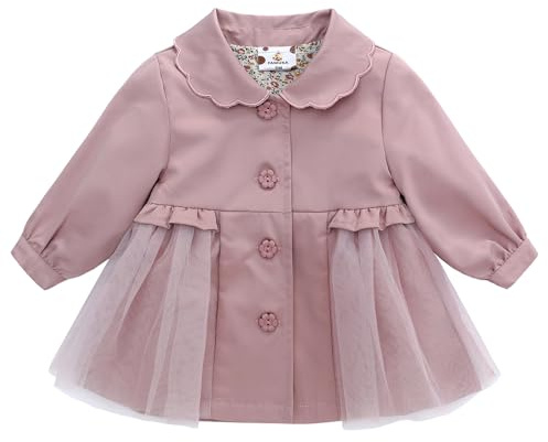famuka Bebé Niñas Chaqueta Transición Trechcoat Cardigan Ropa de Bebé Chaquetas y abrigos (Rosa, 9M)