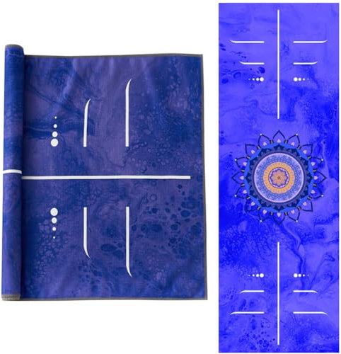 Morbuy Mikrofaser Hot Yoga Handtuch, Yoga Mat 183x63cm rutschfest Fitnesstuch Weich Atmungsaktiv Antirutsch Yogatuch Gilt für Fitness Ausbildung (183x63cm,Blaue Linien)