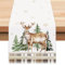 Bonhause Tischläufer Winterwald-Hirsch, Tischläufer Wintertier Elch Küche Esstisch Dekoration für Drinnen Draußen Urlaub Party Waschbar Wohnkultur Tafeltuch (33 x 183 cm)
