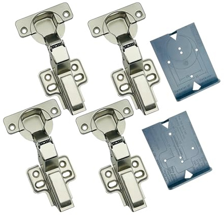 GEFONG 105 Grader Inbäddad Anslag Soft Close Hydrauliska Gångjärn 35 mm med Stötdämpare Buffrande Tyst Gångjärn för Garderob Skåp och Köksskåp Dörr Paket med 4 Stycken