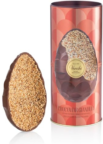 Venchi - Huevo de Chocolate, Sabor Extra Oscuro 75%, con Sorpresa, NO Addedd Sugar, Sin Gluten, Vegano, 220 gr, Colección Pascua, Idea Regalo