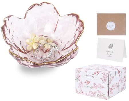 Nideen Jewellery Trinket Dish Ring Dish Holder Small Jewellery Tray, Key Dish for Hallway, Gifts for Birthday, Valentine’s Day, Mother’s Day(Pink)