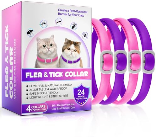 Collar Cat, 4 piece Collars for Cats, Suitable for Cats over 7 Weeks,60CM, Long Term Waterproof