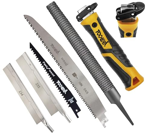TOOLAN: 5 Multi founction Saw & File Set, Precision Razor, Drywall, 9 Inch Heavy Duty Extra Long Blade Saws Wood File, for Wood, Drywall, Craft, Home Repair, Portable Toolbox