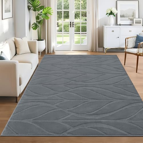 SHACOS Alfombra Moderna Gris 160x230cm Pelo Corto Alfombra Antideslizante Pie de Cama Dormitorio Bohemia Suave Decorativa para Sala de Estar, Habitación