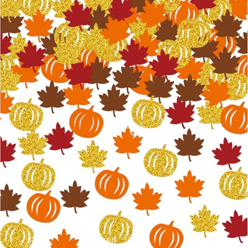 100 piezas de confeti de otoño, calabaza, hojas de arce, decoración de mesa de otoño, decoración de mesa de otoño, cosecha de Halloween, suministros de fiesta, accesorios de fotografía