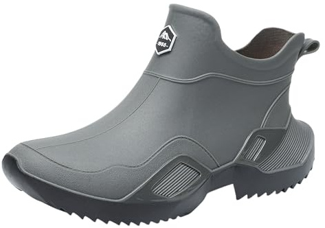 Bottines en caoutchouc pour homme - Légères et extra larges - En caoutchouc - Courtes - Décontractées - Pour le jardinage, l'agriculture, la pêche, gris, 40 EU