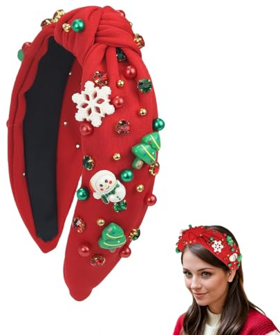 Evadollina Haarreif Natale, Fascia per Capelli Natalizia per Adulti, Fasce Capelli Natale, Fascia Capelli Donna, Fascia Capelli, per Natale e Feste, per Donne e Ragazze (Rosso)
