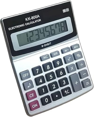 SQUADO Calcolatrice da Tavolo Elettronica, Display LCD 8 Cifre, Struttura in Metallo Argento, Tasti Grandi, per Ufficio e Studenti