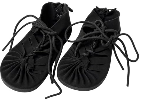 INDIAN STORE 24 Sandales romaines pour femmes et hommes en cuir avec lacets Moyen Âge Viking été plage hippie unisexe chaussures de plage vacances, Noir , 40 EU