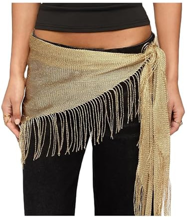 SANSIWU Women Boho Lace Floral Sarong Wrap Sequin Tie Up Side Tassel Hem Layered Skirt for Y2K Accessories