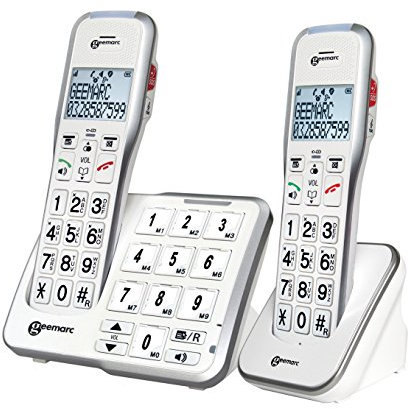 Geemarc Amplidect 595 Photo Twin - Loud Cordless Home Phones with Photo Memories, SOS Function and Large Buttons for Seniors