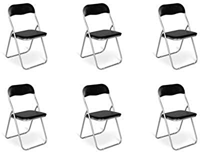 Dmora Ensemble de six chaises pliantes, couleur noire, Mesures 43 x 47 x 78 cm