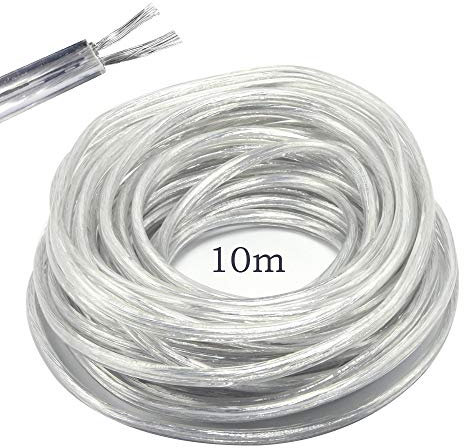 Fil électrique/2 Core Support PVC Secteur électrique Fil de Cuivre Câble Haute Résistance à la Température 2 x 0,75 mm² Câble d'alimentation–10 Metre Longueur Coupe Flexible Bassin Câble Transparent