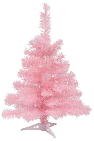 Harbour Housewares 2ft Christmas Tree - 58cm / 2ft - Pink - Pack of 1 - Indoor Desktop Small Xmas Tree Pine Artificial Christmas Tree with Stand Mini Tabletop Holiday Seasonal Decoration