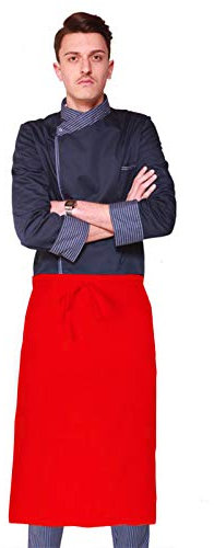 Peter's abiti da lavoro Grembiule lungo Chef cucina-Pizzaiolo,3 colori,COTONE,MADE IN ITALY (ROSSO)