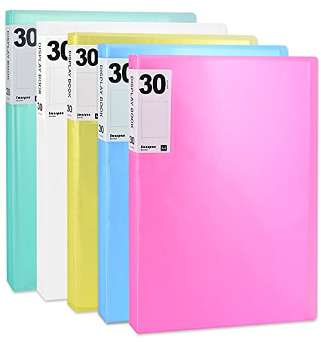 Präsentationsbuch, A4, PP, mit transparenten Kunststoffhüllen, 150 Taschen, gebundenes Präsentationsbuch, Portfolio-Ordner für Kunstwerke, Skizzen und Kochbuch (inkl. Etiketten), 5 Stück