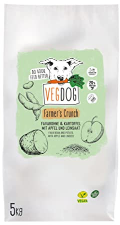 VEGDOG Farmer's Crunch hypoallergenes Trockenfutter (5 kg) | Adulte Hunde| ohne Gluten und Soja, purinarm | Alleinfutter für Allergiker mit Kartoffelprotein