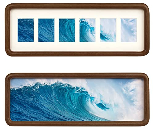 Hans 4x12 Frames Collage Photo Frame Single Mat with Six 1.5x2.5 Openings and Satin Solid Frame Horizontal or Vertical(6 Openings)