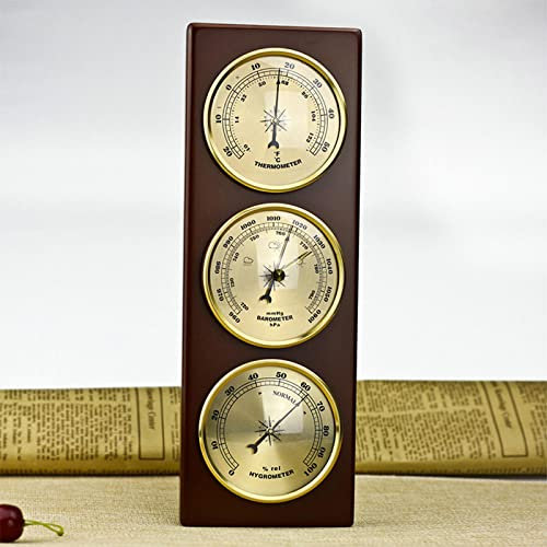 RUNLAIKEJI Barometer-Thermometer, Hygrometer, Luftdruckmessgerät für Zuhause, Wandmontage, Holzrahmen-Barometer, 3-in-1 Multifunktionale analoge Wetterstation, Barometer für Zuhause, Garten, Büro