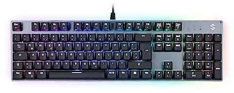 Black Shark Mechanische Gaming Tastatur mit Leisen Roten Schaltern, Beleuchtet, Kabelgebunden, 105 Tasten, Anti-Ghosting, Deutsches Layout, Kompatibel mit PC, PS5 & PS4