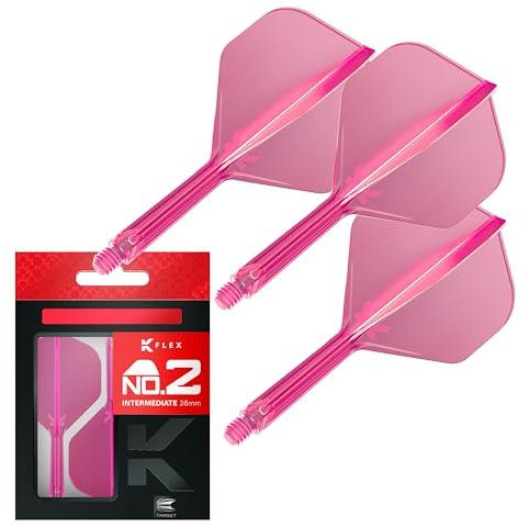 Target Darts K Flex Integrierter Dart-Flug und -Schaft, Nr. 2 Rosa (Mittelstufe) | 3er-Pack K-Flex - Nr. 2, Kflex Precision Moulded 2-In-1 Dart Flights and Dart Stem | Professionelles Dartzubehör